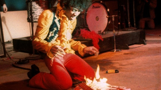 Jimi hendrix guitar on fire monterey live while playing Wild Thing 1967