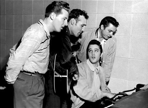 Jerry Lee Lewis and Carl Perkins and Elvis Presley and Johnny Cash 1956
