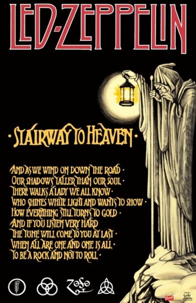 Led Zeppelin stairway to heaven poster wallpaper with lyrics