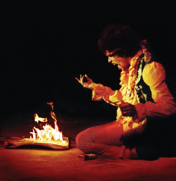 Jimi Hendrix burns the guitar at monterey