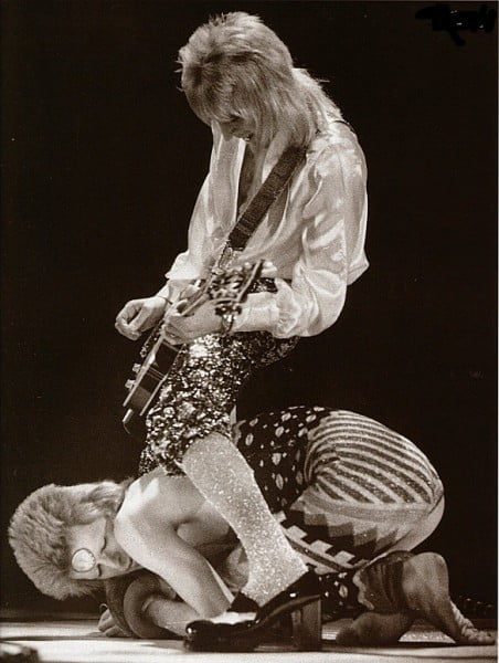 david bowie with mick ronson live on stage wallpaper