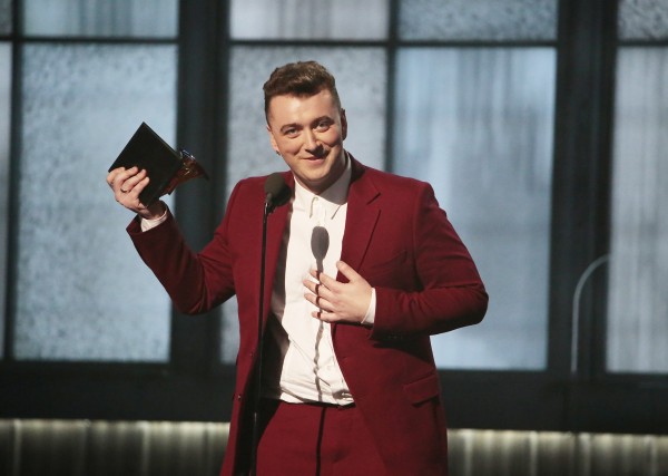 Sam Smith Receiving A Grammy Award 2015