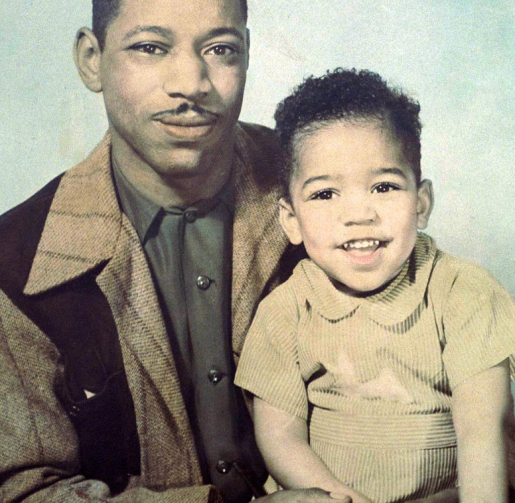 The young Jimi Hendrix with his father, Al Hendrix, circa 1945.