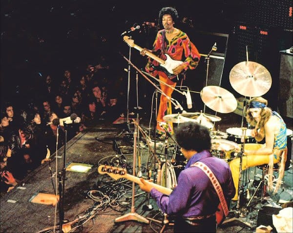 Jimi Hendrix headlining at the 1970 Isle of Wight Festival.