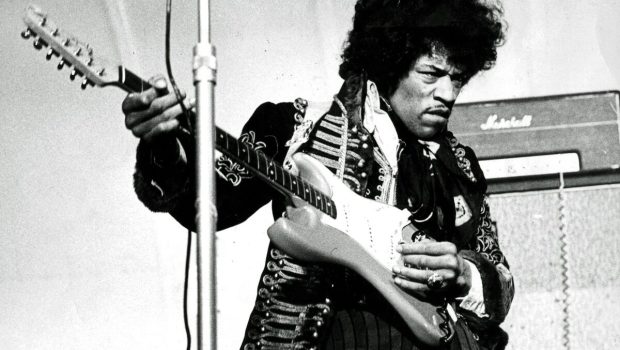 Jimi Hendrix performs in Stockholm in 1967.