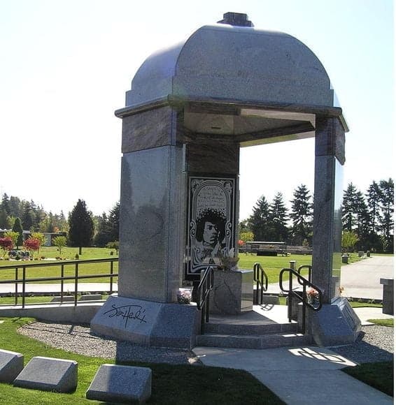 The burial site of Jimi Hendrix was established only after his father secured the rights to his music.