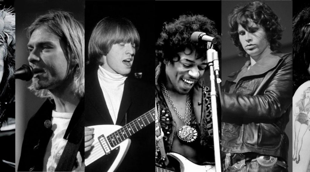 Wallpaper featuring Jimi Hendrix alongside other members of The 27 Club