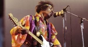 Jimi Hendrix playing his black beauty strat and singing at the Royal Albert Hall.