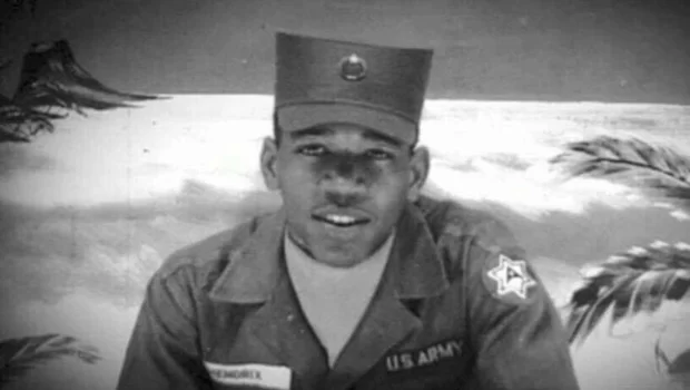 A portrait of Jimi Hendrix at the US Army