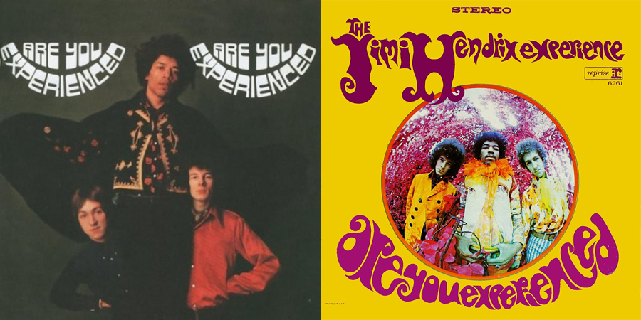 Cover arts for both the UK and US releases of 'Are You Experienced' by The Jimi Hendrix Experience.