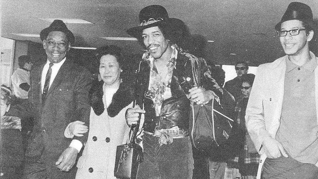 Jimi Hendrix alongside his father Al, June, and younger brother Leon in Seattle, Washington, 1968.