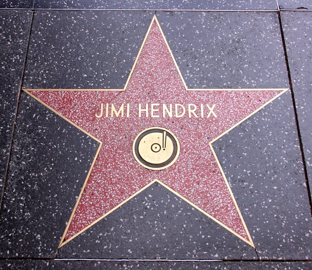 Star emblem on the Walk of Fame dedicated to Jimi Hendrix