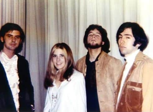 A vintage photograph of Stevie Nicks and Lindsey Buckingham during their Fritz days in 1967, capturing a moment of youthful ambition and musical synergy.