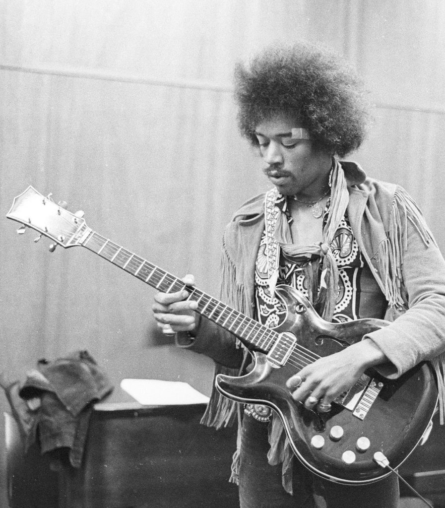 Jimi Hendrix's iconic left-handed Acoustic Black Widow guitar.

