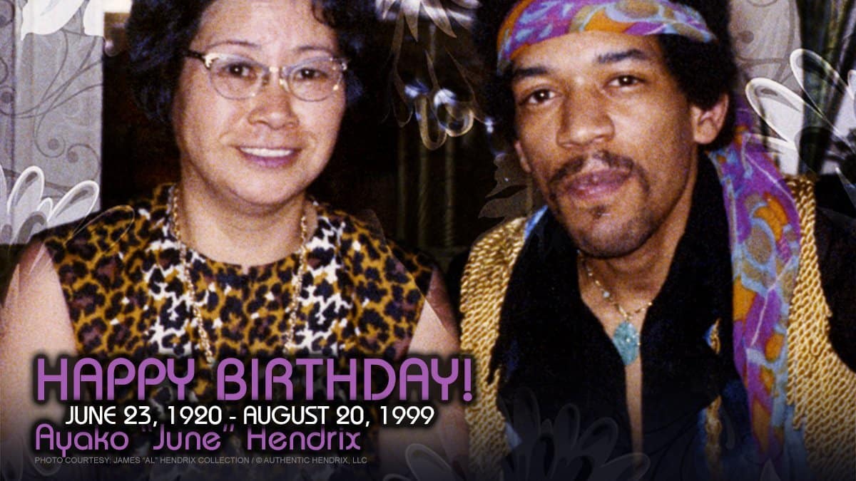 Jimi Hendrix with his stepmother Ayako "June" Hendrix, the second wife of Jimi's father, Al Hendrix.