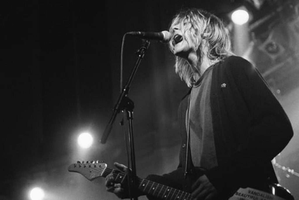 Kurt Cobain performing with Nirvana at Paradiso club in Amsterdam, November 25, 1991.