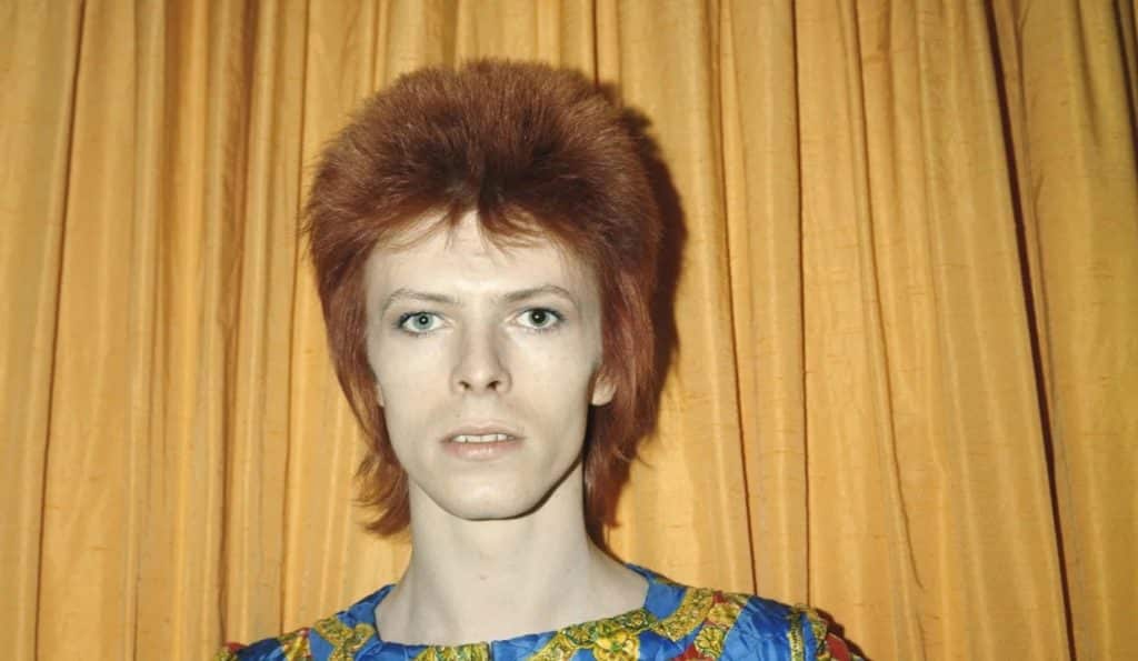 Androgynous portrait of David Bowie during the Hunky Dory era in 1971.