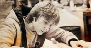 Teenage Kurt Cobain, likely engrossed in one of his incredible drawings.