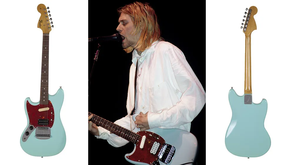 Close-up of Kurt Cobain's custom 'In Utero' guitar,