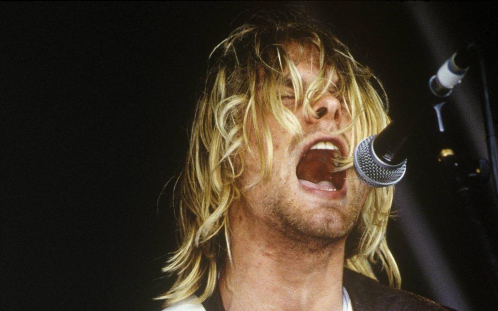 HD wallpaper of Kurt Cobain screaming.