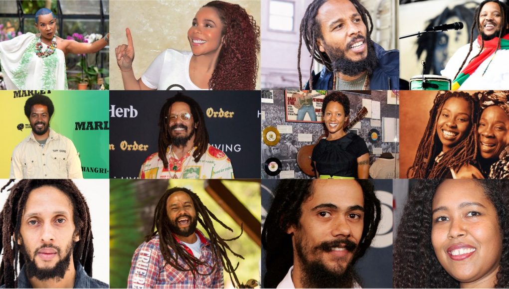 A collage featuring Bob Marley's 12 children.
